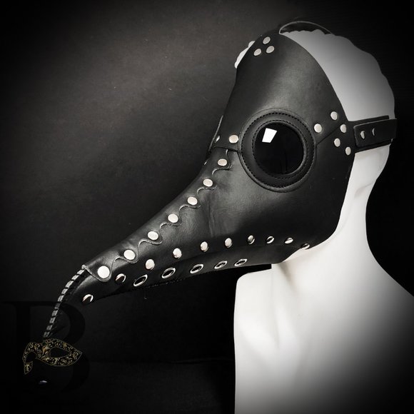 Plague Doctor Mask Black Long Nose Steampunk - Picture 3 of 3